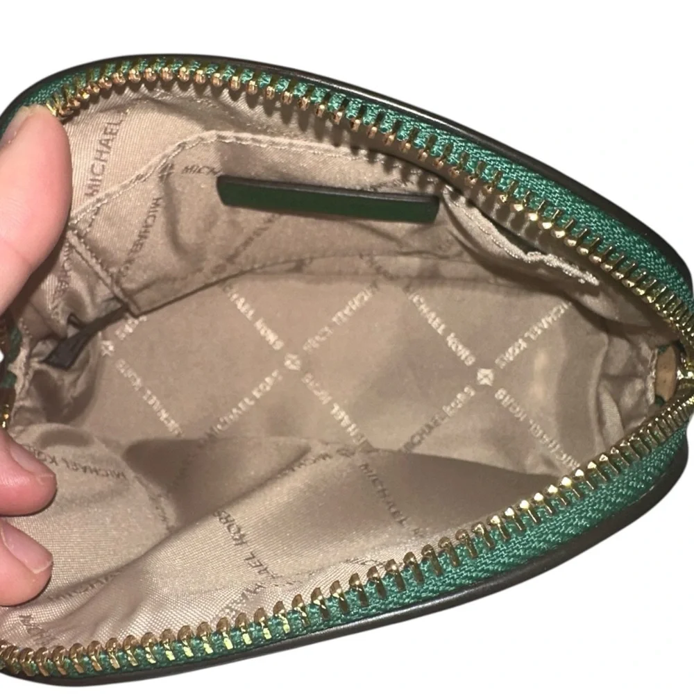 Michael Kors Emerald Green Leather Cosmetic Bag